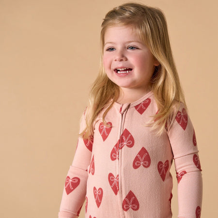 Baby & Toddler Girls Pink Hearts Snug Fitting Footless Hacci Pajamas