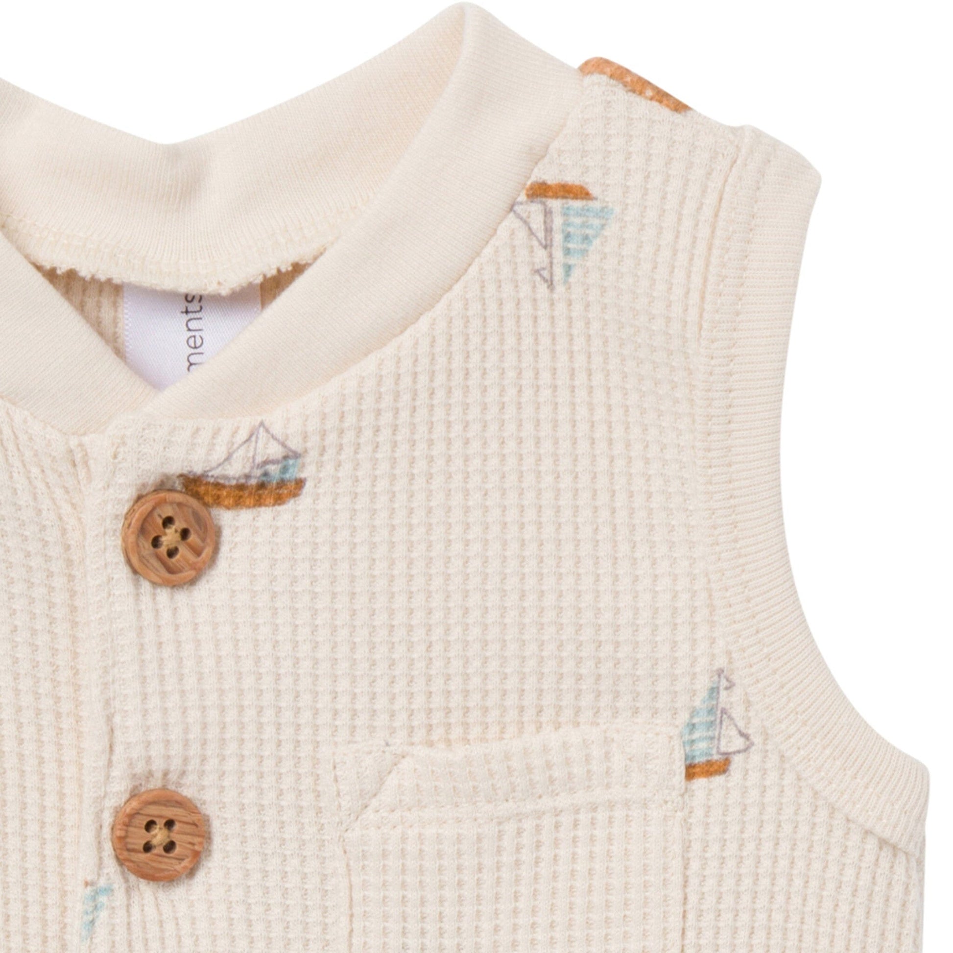 Baby Boys Beige Sailboat Sleeveless Romper rompers Modern Moments™ by Gerber® 