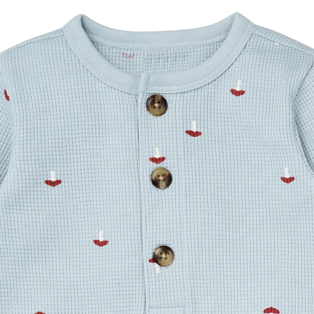 Baby Boys Blue Mushroom Long Leg Slouch Romper Rompers Gerber® 