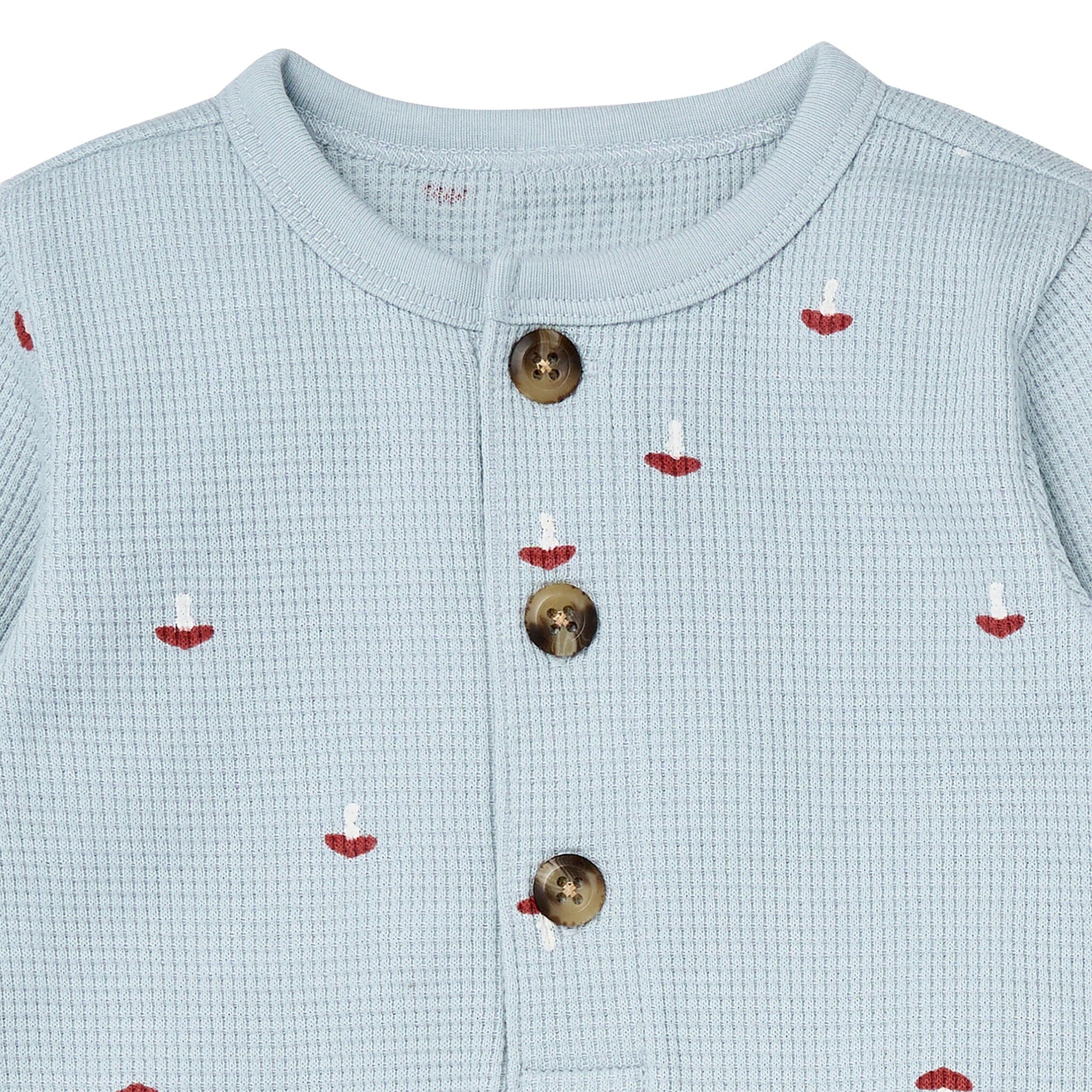 Baby Boys Blue Mushroom Long Leg Slouch Romper Rompers Gerber® 