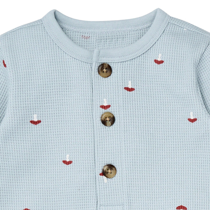 Baby Boys Blue Mushroom Long Leg Slouch Romper Rompers Gerber® 