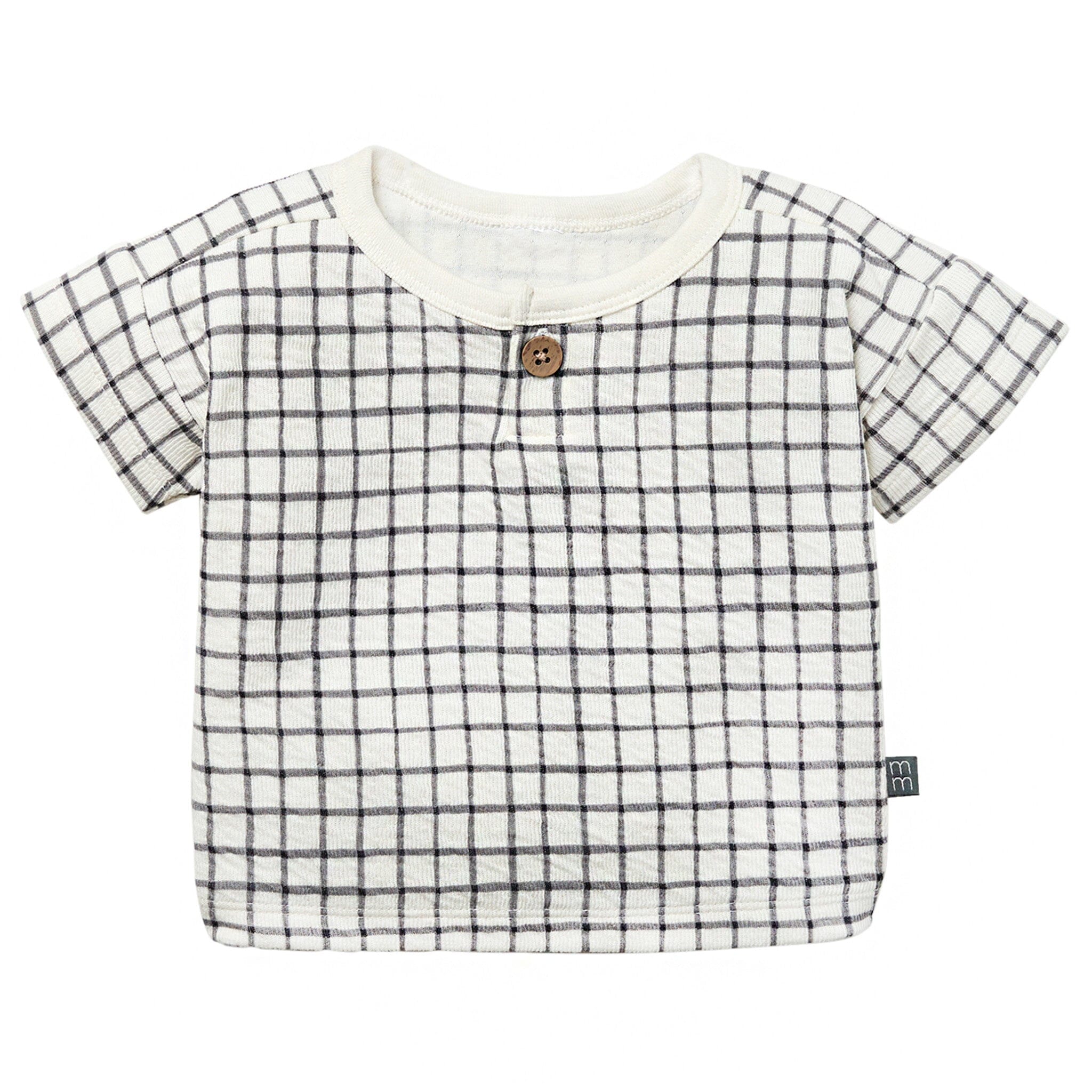 Baby Boys Dk Grey Plaid Henley Drop Shoulder Top Tops Modern Moments™ by Gerber® 