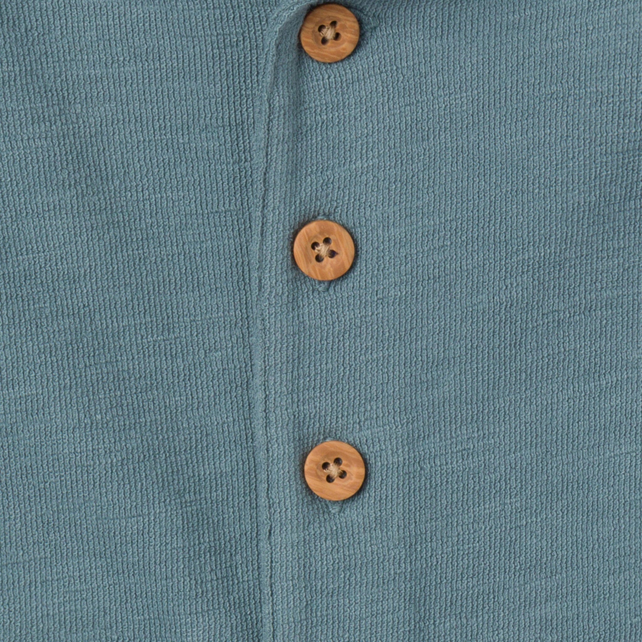 Baby Boys Dark Teal Collared Short Sleeve Romper