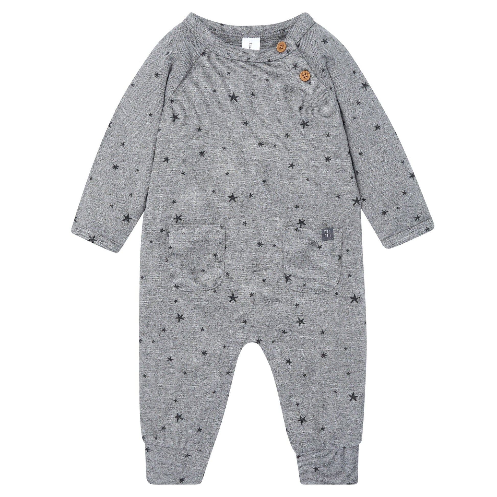 Baby Boys Gray Heather Raglan Sleeve & Long Leg Romper Rompers Modern Moments™ by Gerber® 