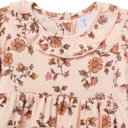 Baby Girls Pink Wildflower Ruffle Collar Romper