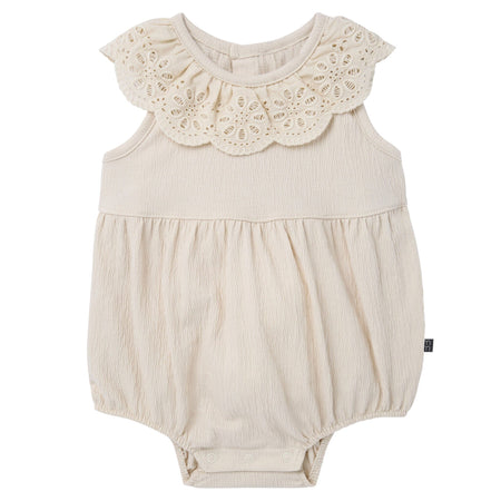 Baby Girls Ivory Lace Ruffle Bubble Romper