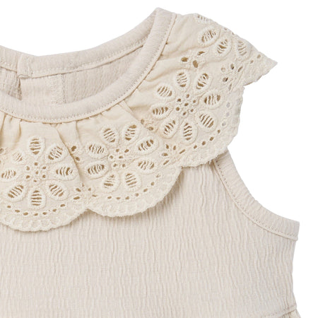 Baby Girls Ivory Lace Ruffle Bubble Romper