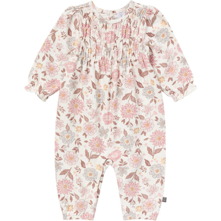 Baby Girls Flower Blossoms Smocked Long Leg Romper
