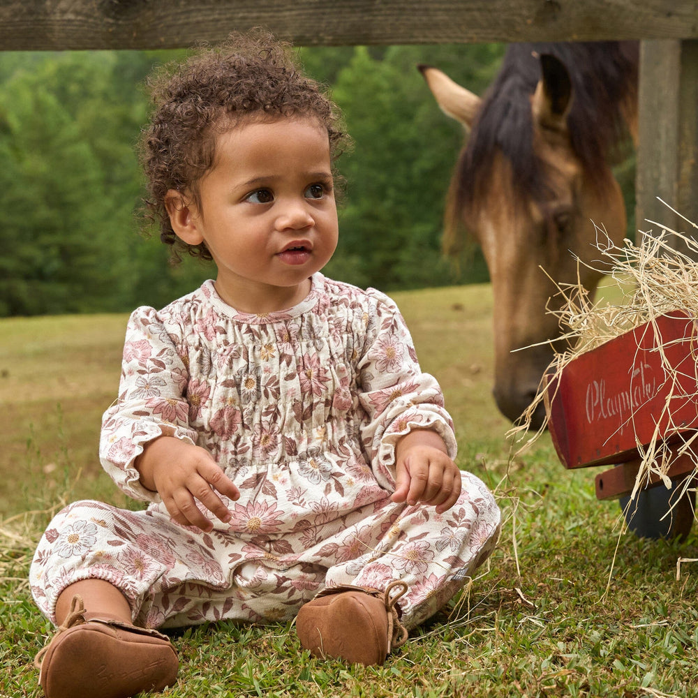 Baby Girls Flower Blossoms Smocked Long Leg Romper Rompers Modern Moments™ by Gerber® 