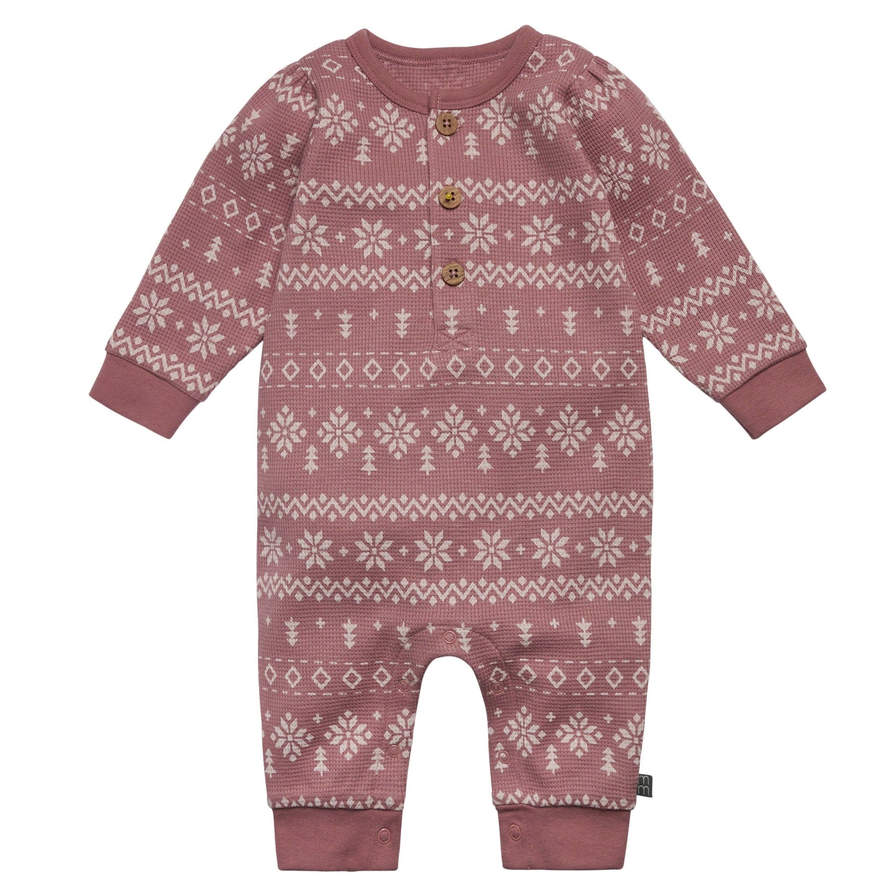 Baby Girls Rose Fair Isle Waffle Romper Gerber Childrenswear baby-girls-rose-fair-isle-waffle-romper-gerber-childrenswear