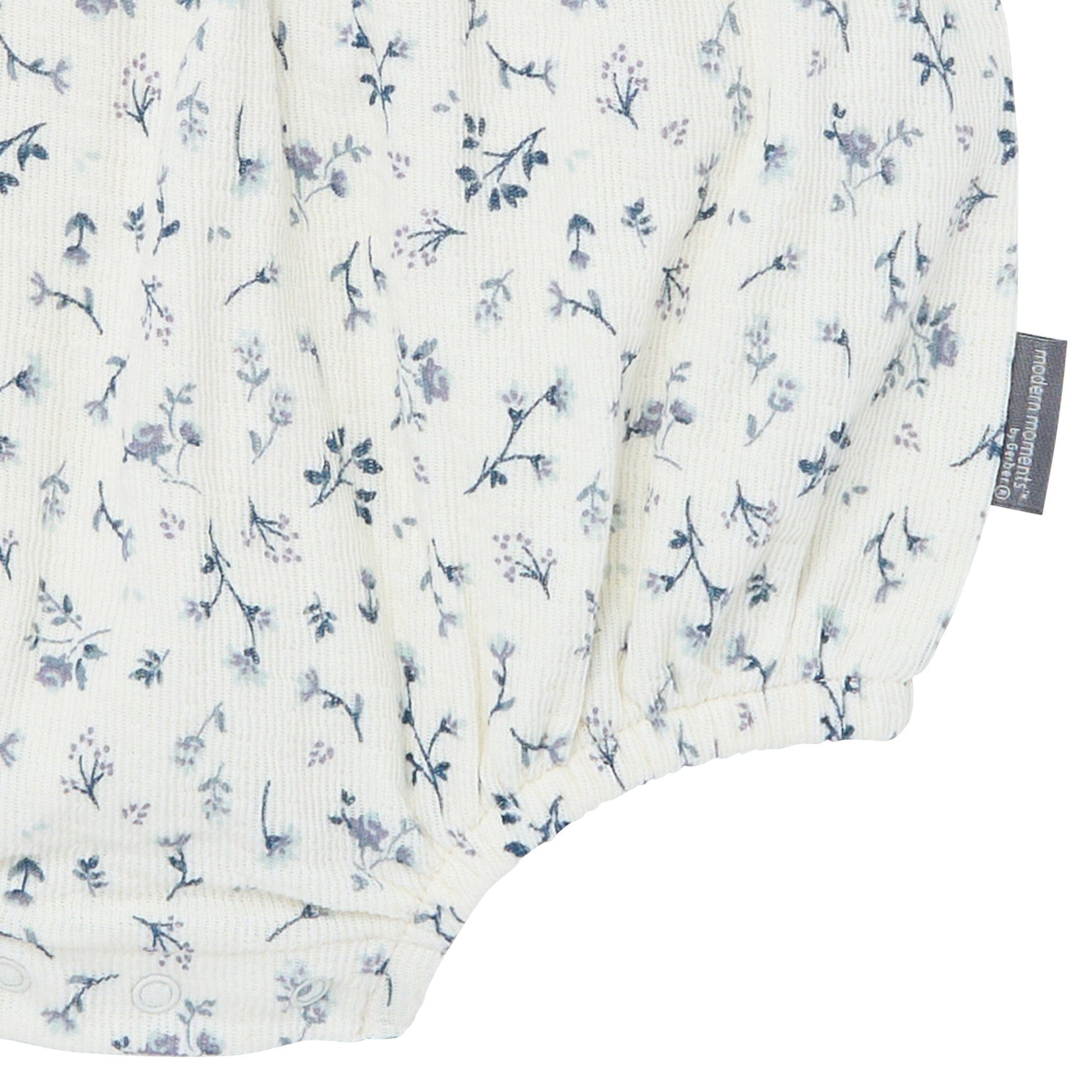 Baby Girls Ivory Blue Ditsy Ruffle Bubble Romper