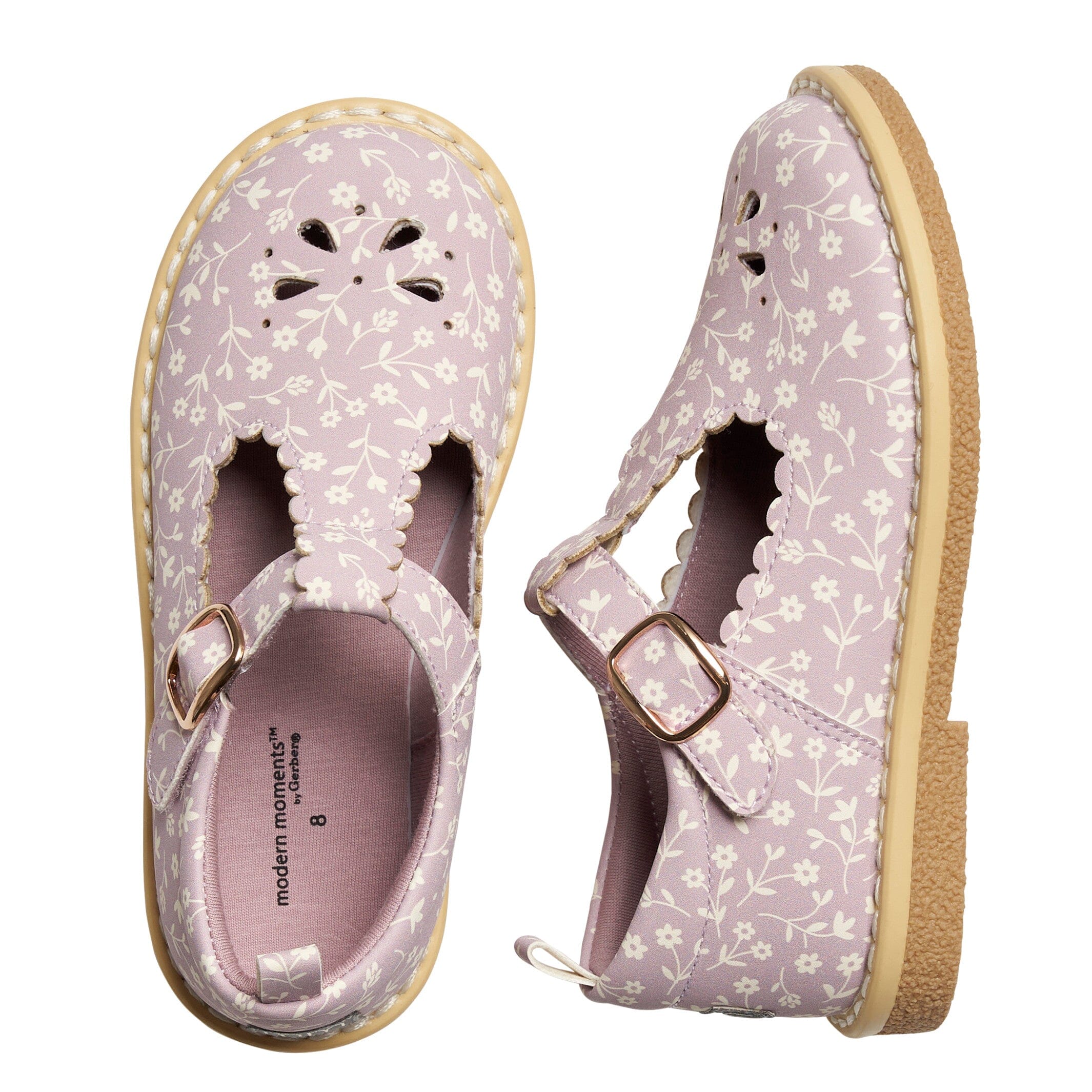 Baby Girls Light Lilac Floral Mary Jane Shoes