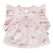 Baby Girls Lt Pink Floral Ruffle Sleeve Top Tops Modern Moments™ by Gerber® 