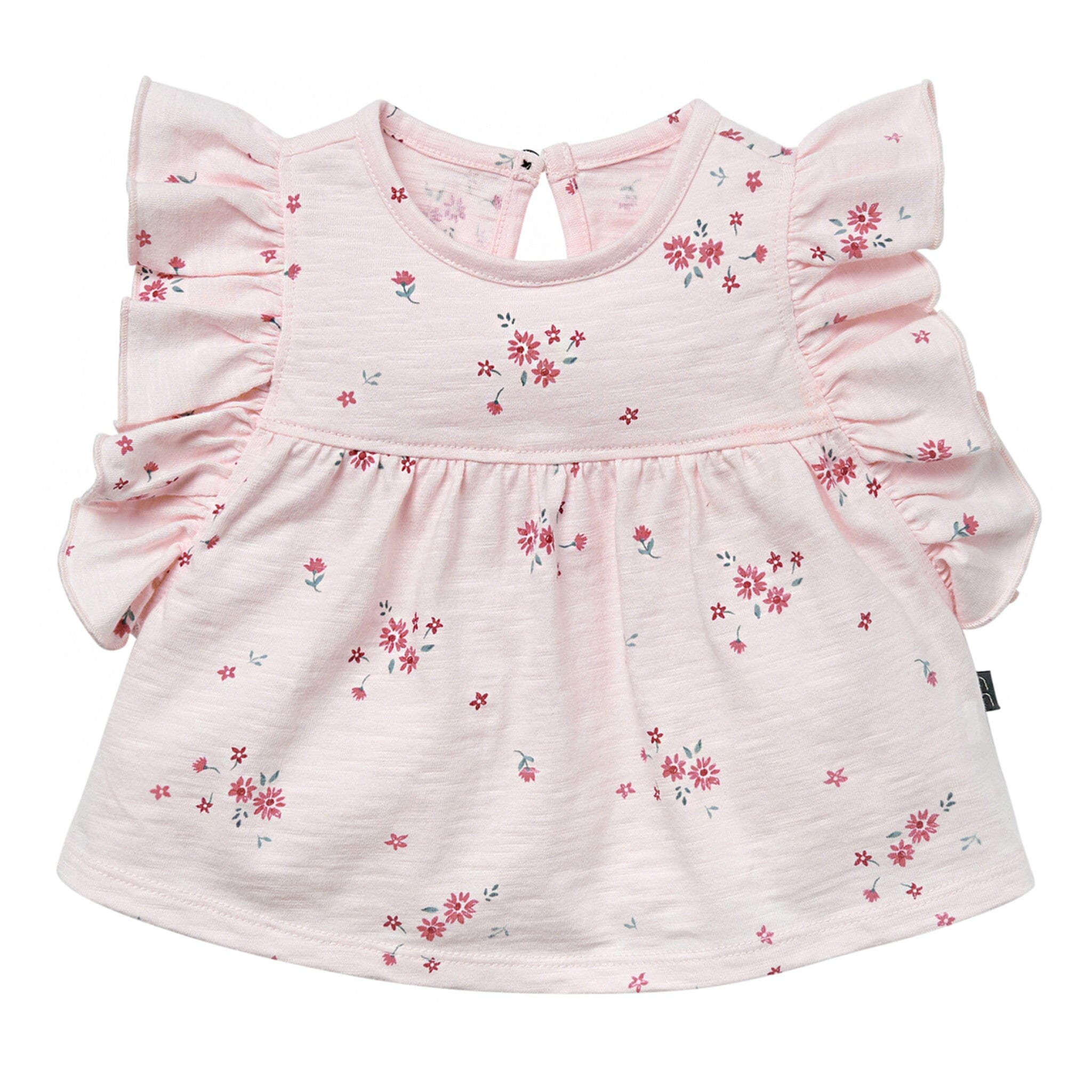 Baby Girls Lt Pink Floral Ruffle Sleeve Top Tops Modern Moments™ by Gerber® 