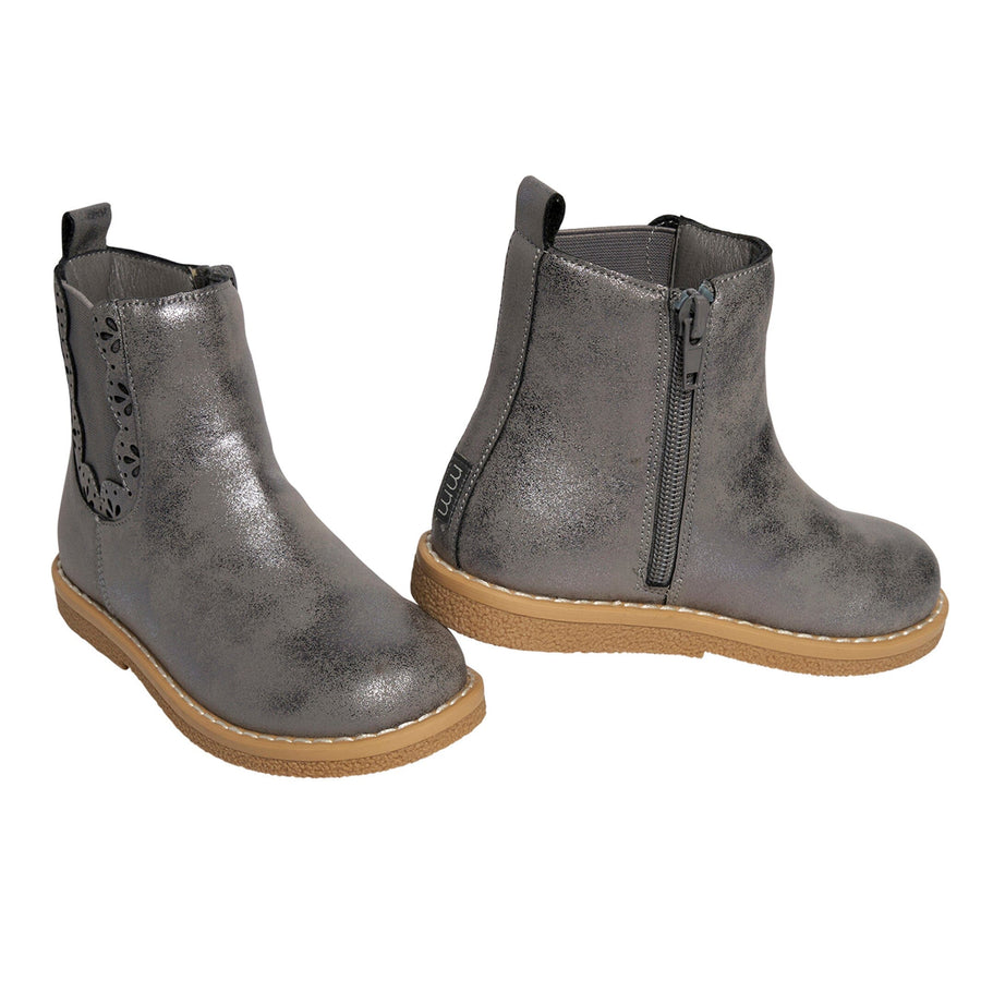 Infant Toddler Girls Metallic Dark Grey Chelsea Boot – Gerber
