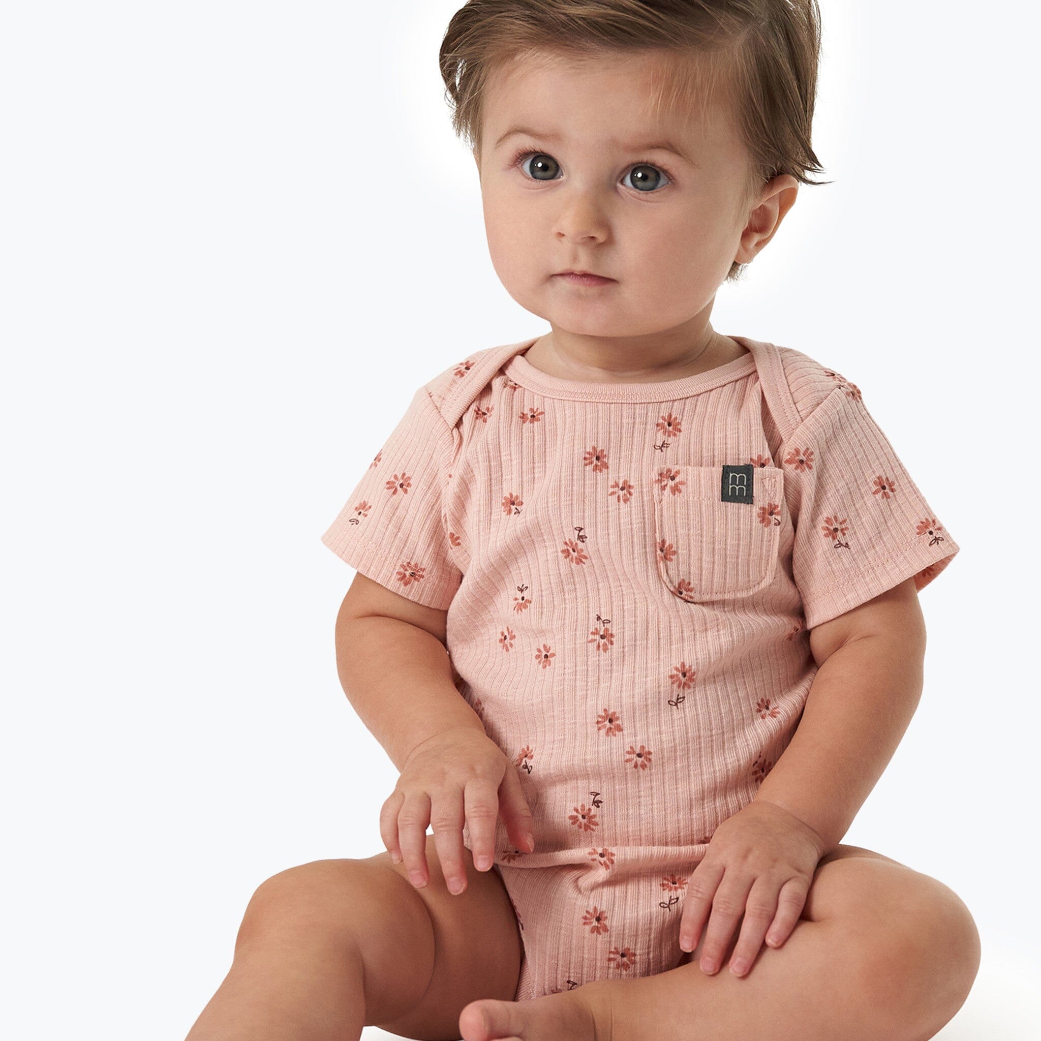 Baby Girls Rose Flower Short Sleeve Bodysuit Tops Modern Moments™ by Gerber® 