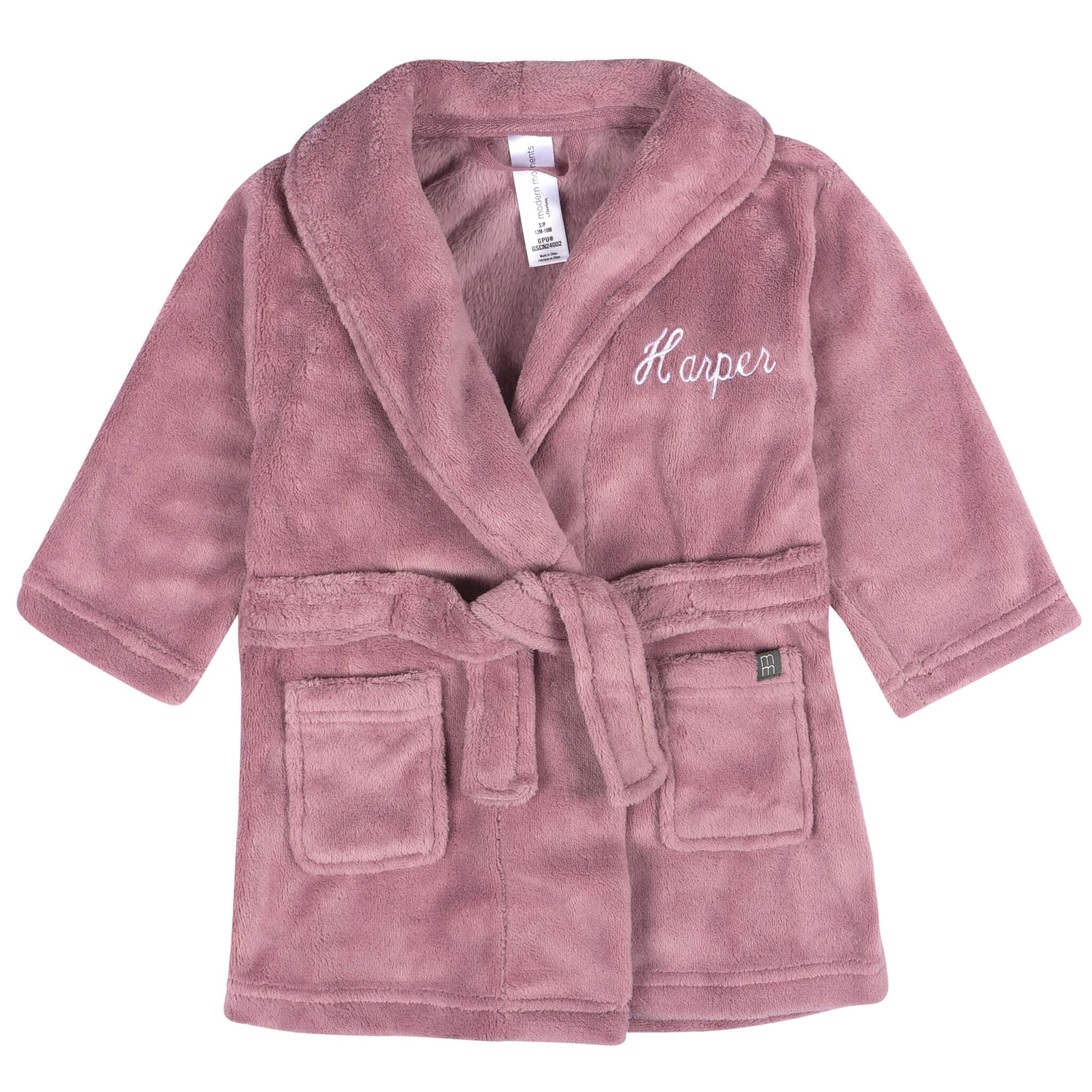 Embroidered Infant & Toddler Girls Rose Shawl Collar Robe Gerber Childrenswear Embroidered Infant & Toddler Girls Rose Shawl Collar Robe Gerber Childrenswear