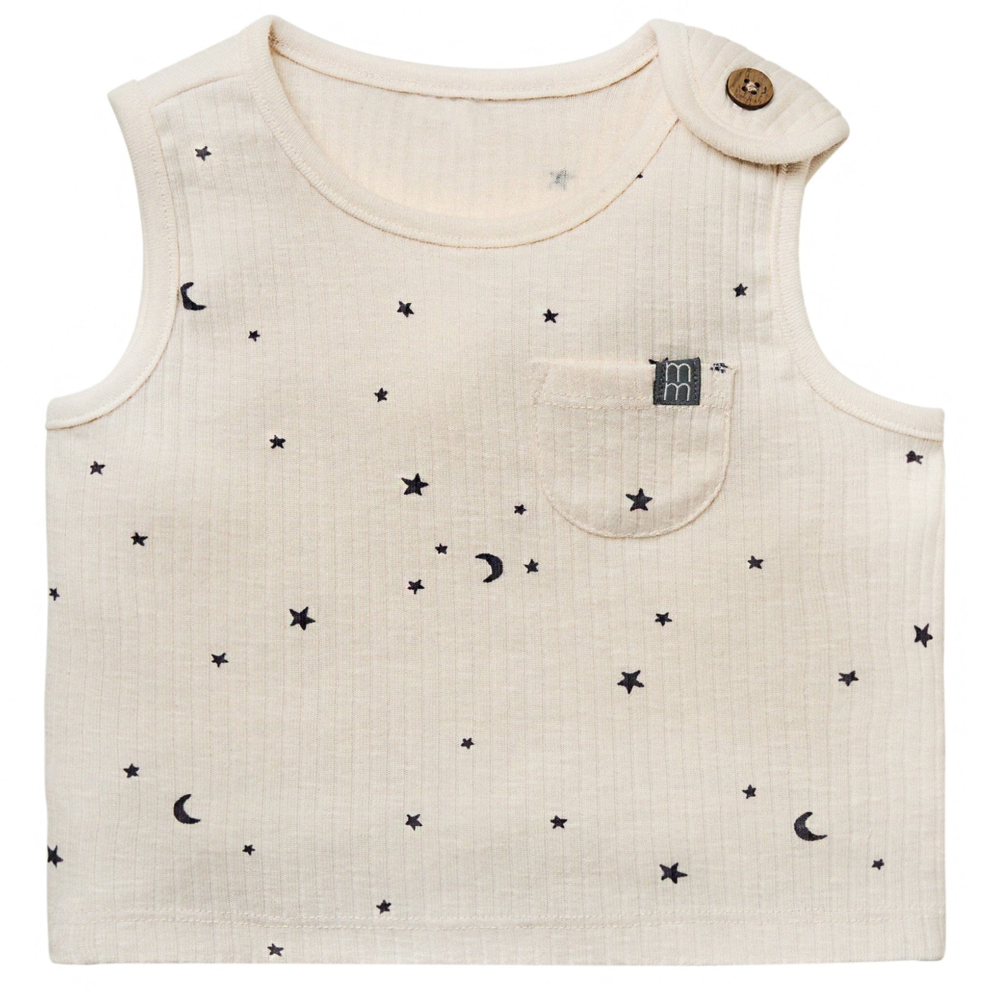 Baby Neutral Lt Beige Moon Stars Tank Top With Pocket Tops Modern Moments™ by Gerber® 