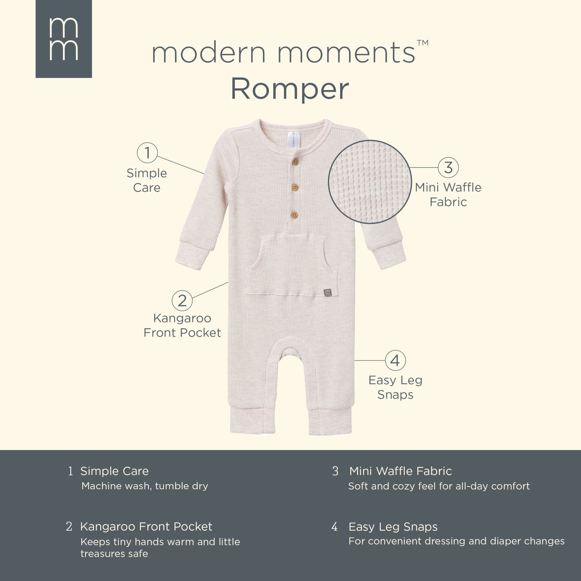 Baby Neutral Oatmeal Heather Romper