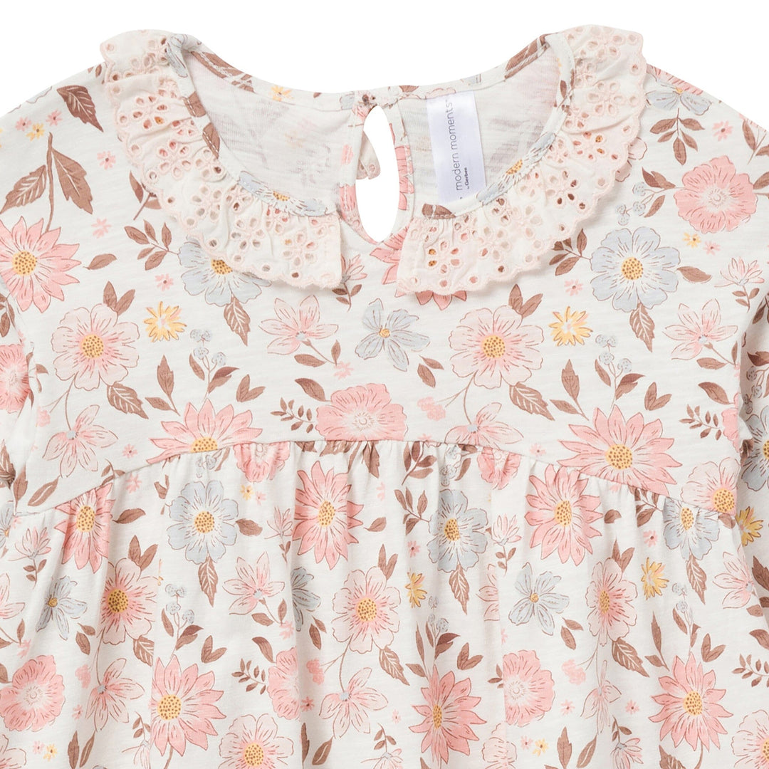 Baby Girls Fall Floral Neck Ruffle Dress Dresses Modern Moments™ by Gerber® 