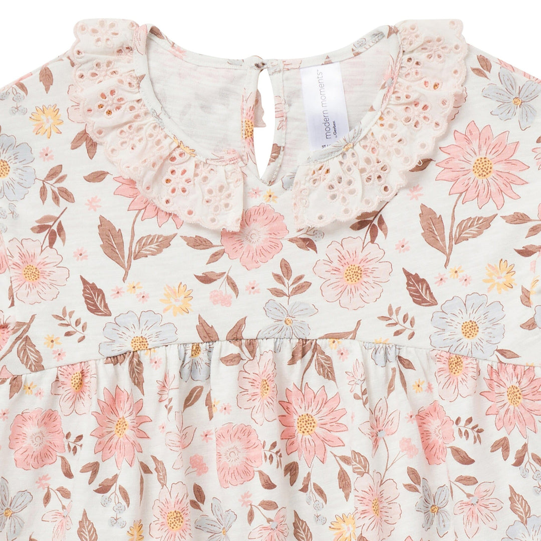 Baby Girls Fall Floral Neck Ruffle Dress Dresses Modern Moments™ by Gerber® 