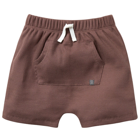 Infant & Toddler Boys Brown Harem Kangaroo Pocket Shorts
