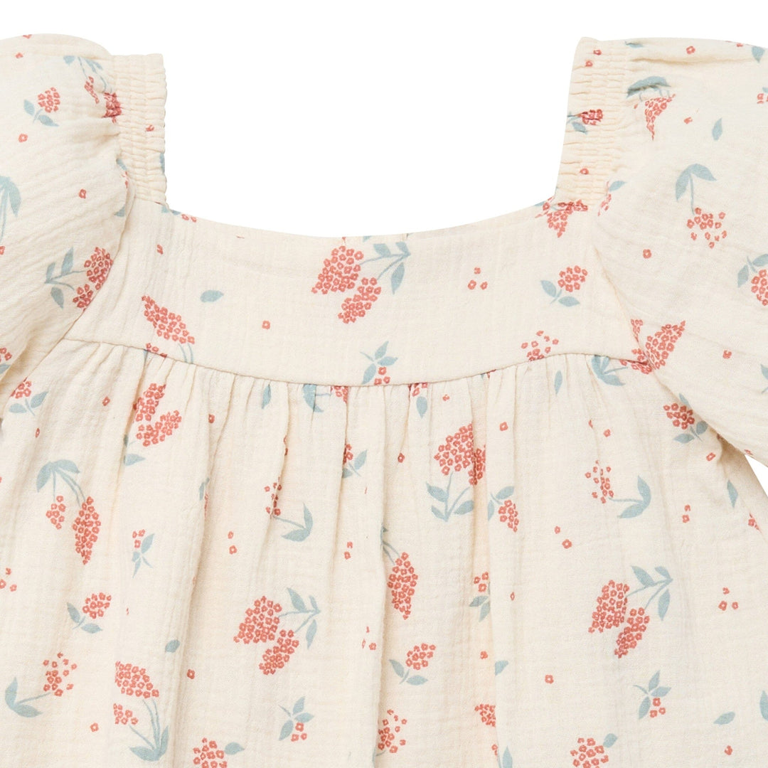Infant & Toddler Girls Beige Tossed Lavender Puff Sleeve Dress – Gerber