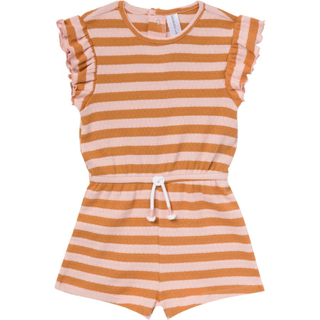 Infant & Toddler Girls Rose Stripe Flutter Sleeve Romper