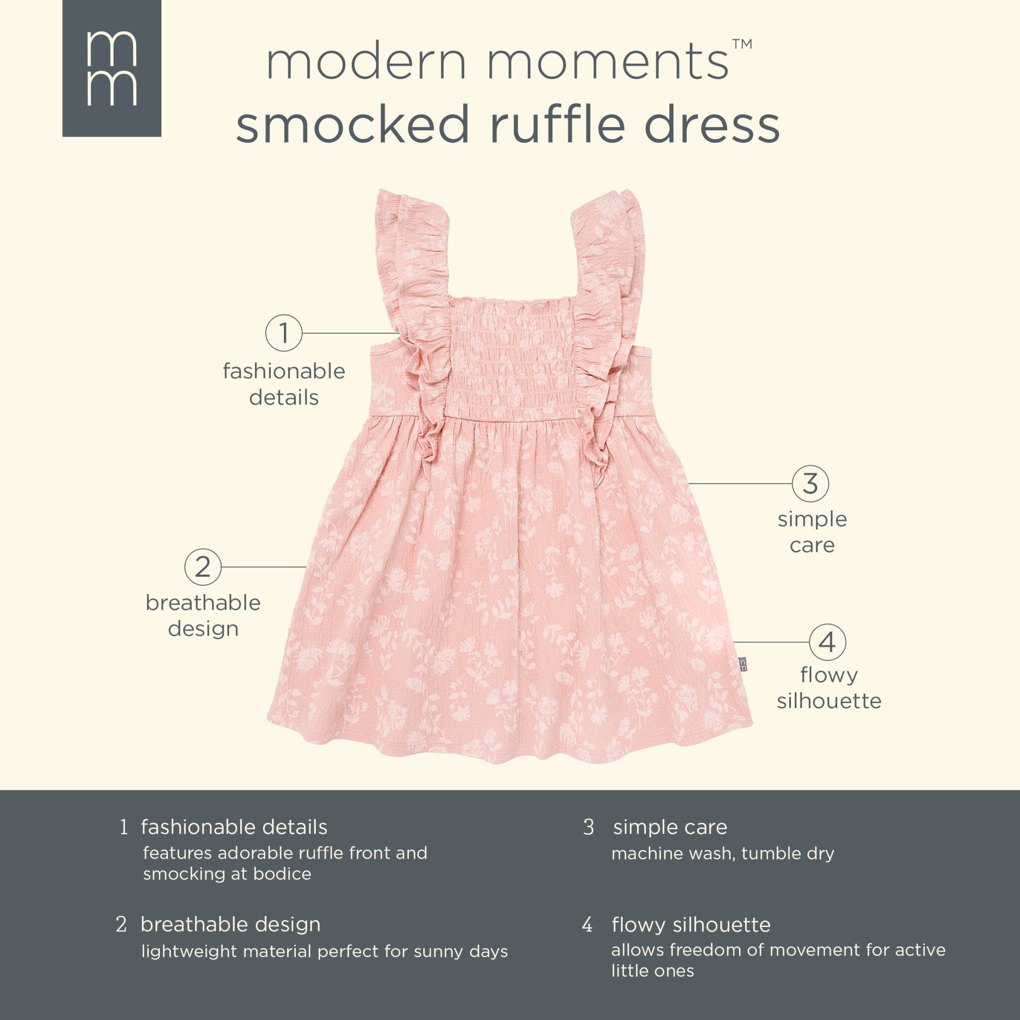 Infant & Toddler Girls Rose Wild Flowers Smocked Ruffle Dress dresses Modern Moments™ by Gerber® 