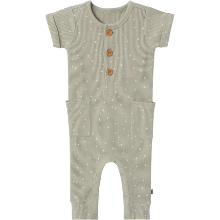 Baby Boys Green Triangles Short Sleeve Long Leg Romper