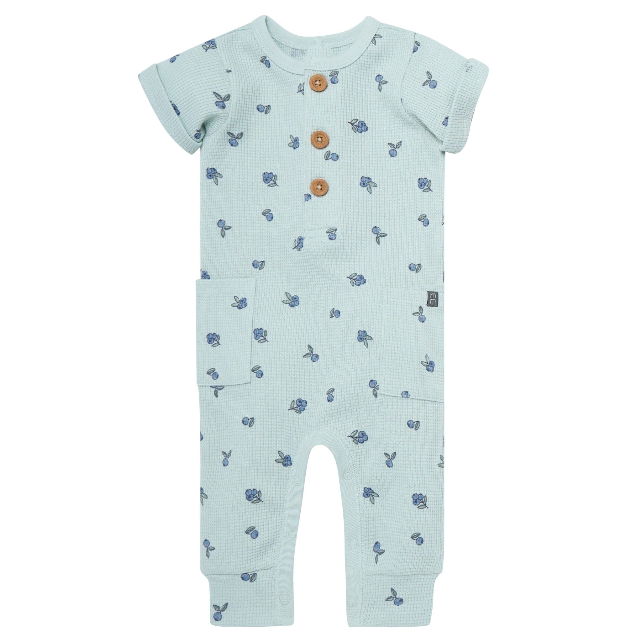 Baby Girls Light Sky Blueberry Short Sleeve Long Leg Romper