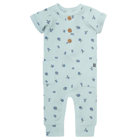 Baby Girls Light Sky Blueberry Short Sleeve Long Leg Romper