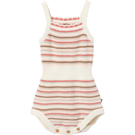 Baby Girls Pink Stripe Crochet Sunsuit Romper