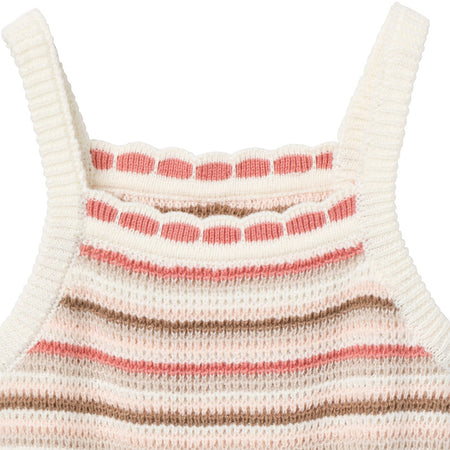 Baby Girls Pink Stripe Crochet Sunsuit Romper