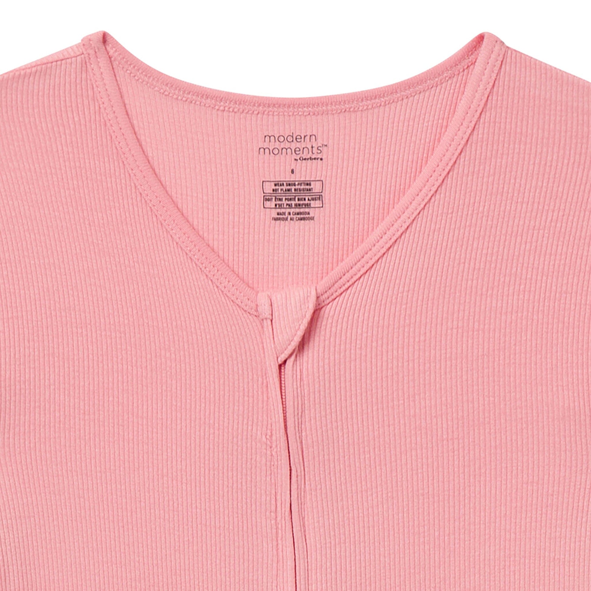 2-Pack Baby Girls Peach and Off-White Viscose Snug Fitting Footless Pajamas Sleepwear Gerber® 