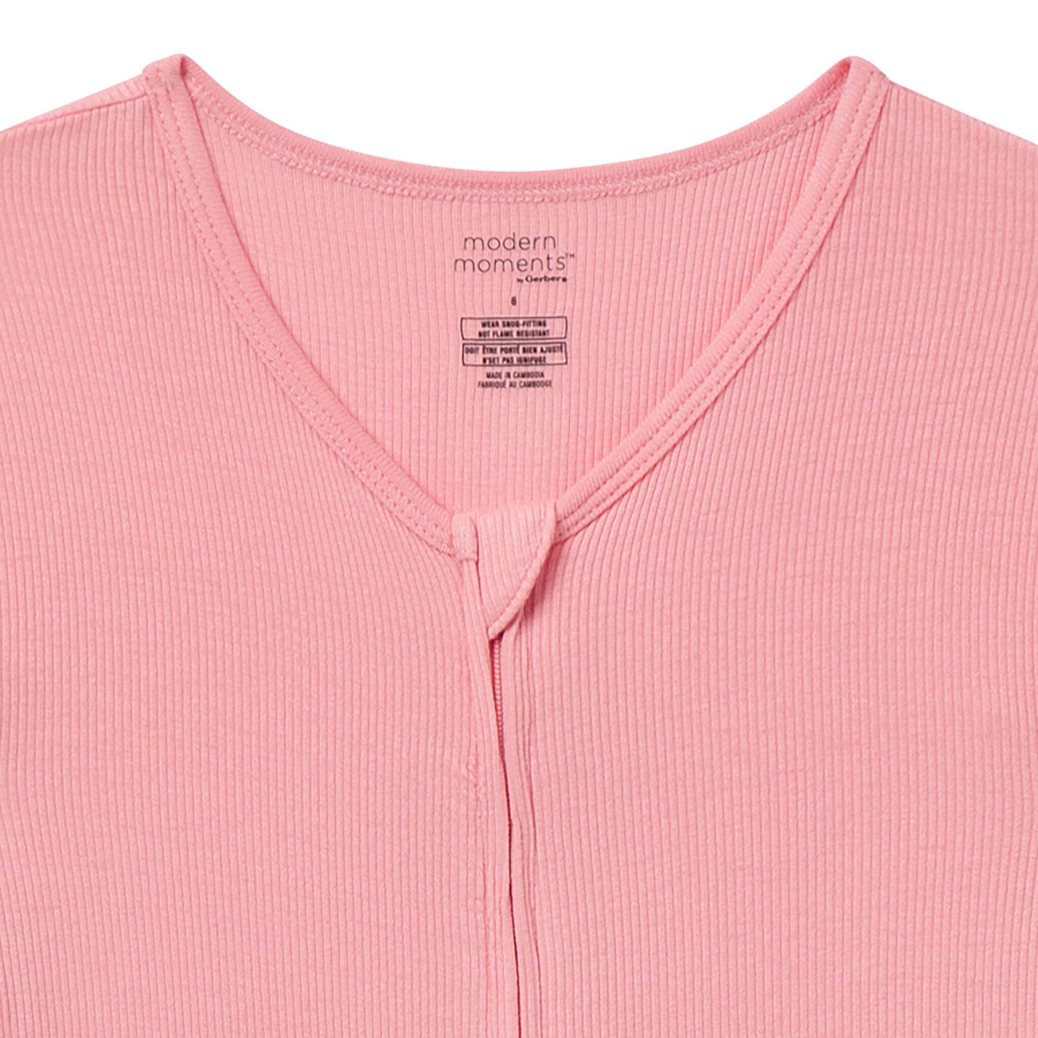 2-Pack Baby Girls Peach and Off-White Viscose Snug Fitting Footless Pajamas Sleepwear Gerber® 