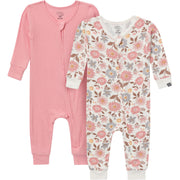 2-Pack Baby Girls Peach and Off-White Viscose Snug Fitting Footless Pajamas Sleepwear Gerber® 