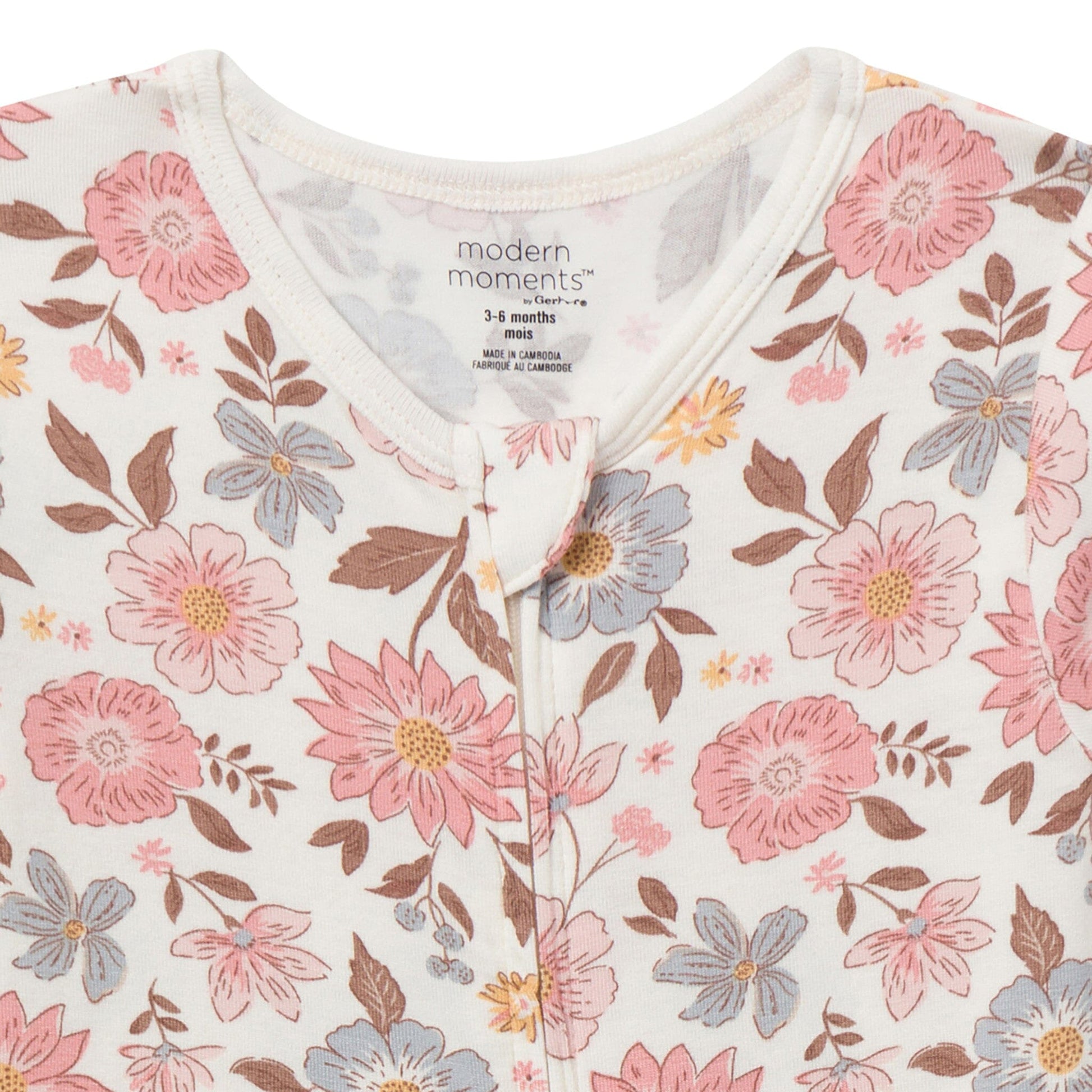 2-Pack Baby Girls Peach and Off-White Viscose Snug Fitting Footless Pajamas Sleepwear Gerber® 