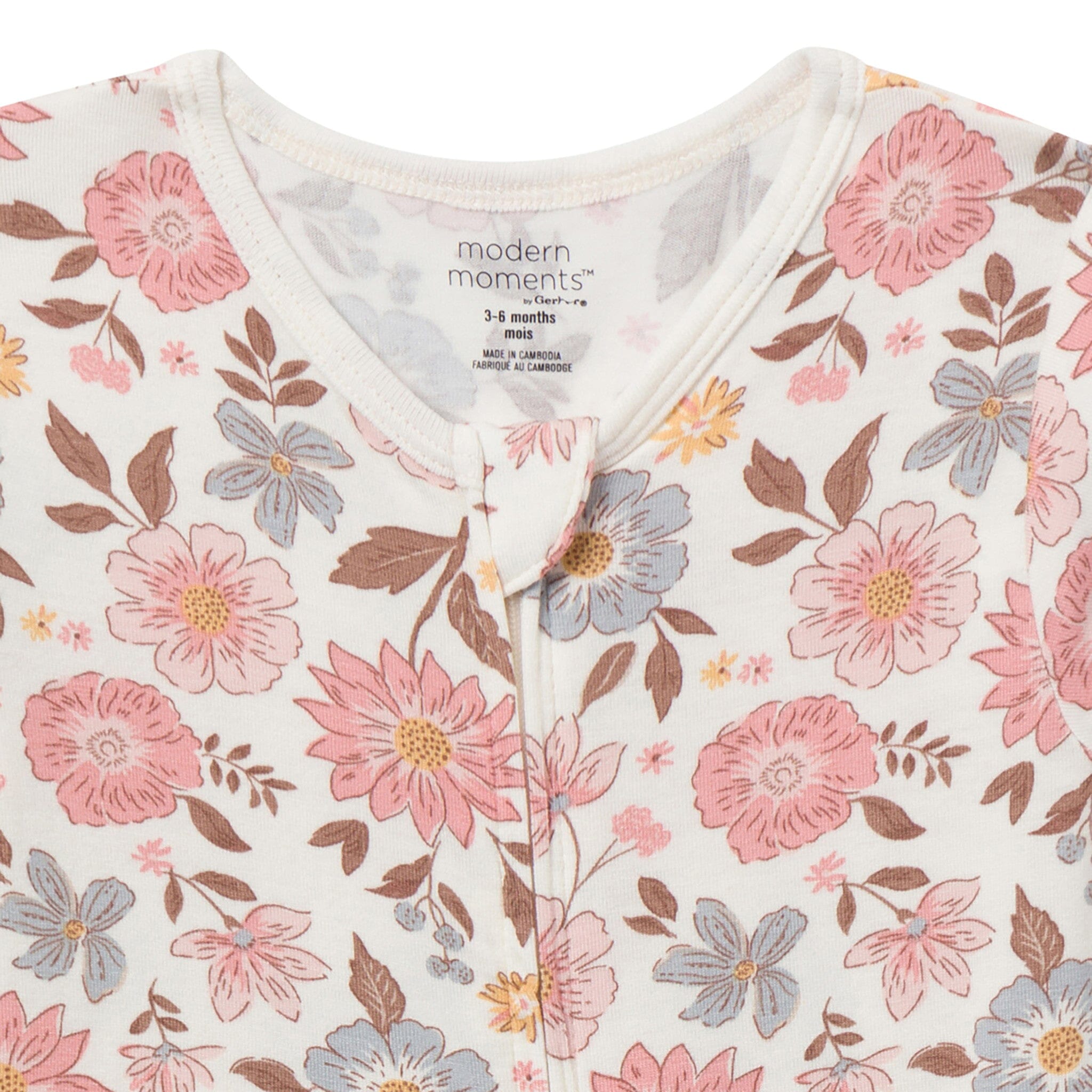 2-Pack Baby Girls Peach and Off-White Viscose Snug Fitting Footless Pajamas Sleepwear Gerber® 