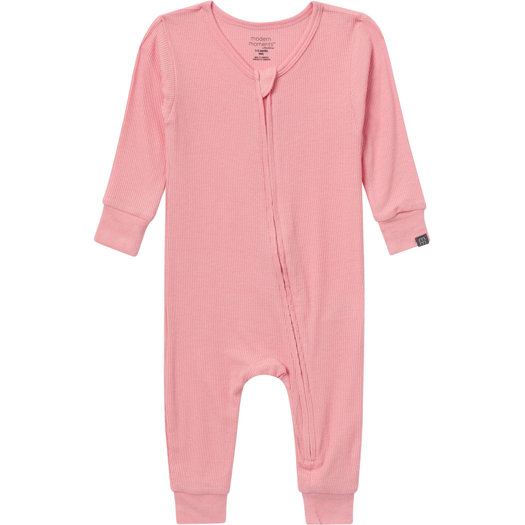 2-Pack Baby Girls Peach and Off-White Viscose Snug Fitting Footless Pajamas Sleepwear Gerber® 