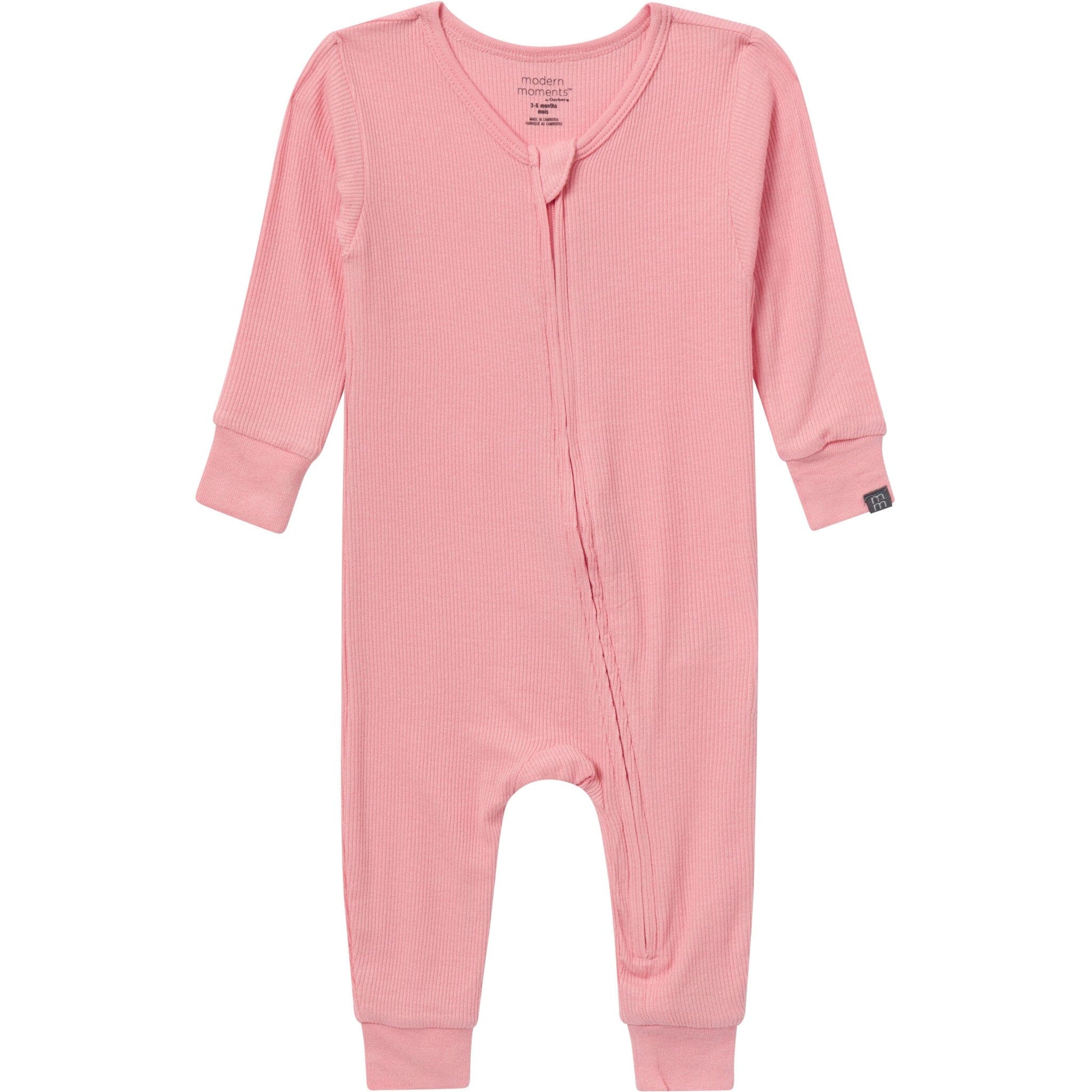 2-Pack Baby Girls Peach and Off-White Viscose Snug Fitting Footless Pajamas Sleepwear Gerber® 