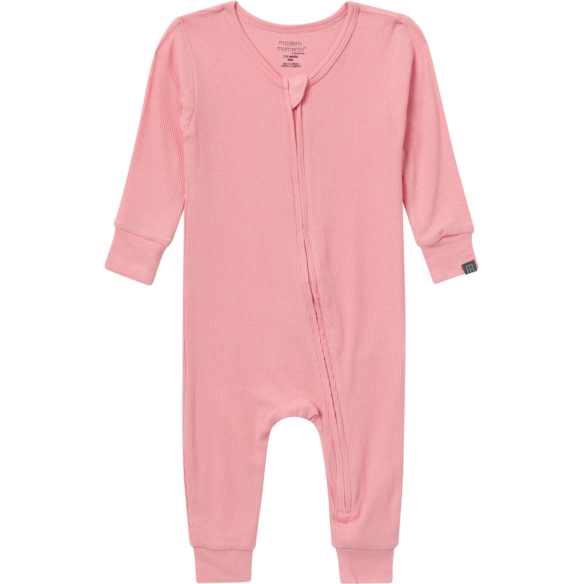 2-Pack Baby Girls Peach and Off-White Viscose Snug Fitting Footless Pajamas Sleepwear Gerber® 
