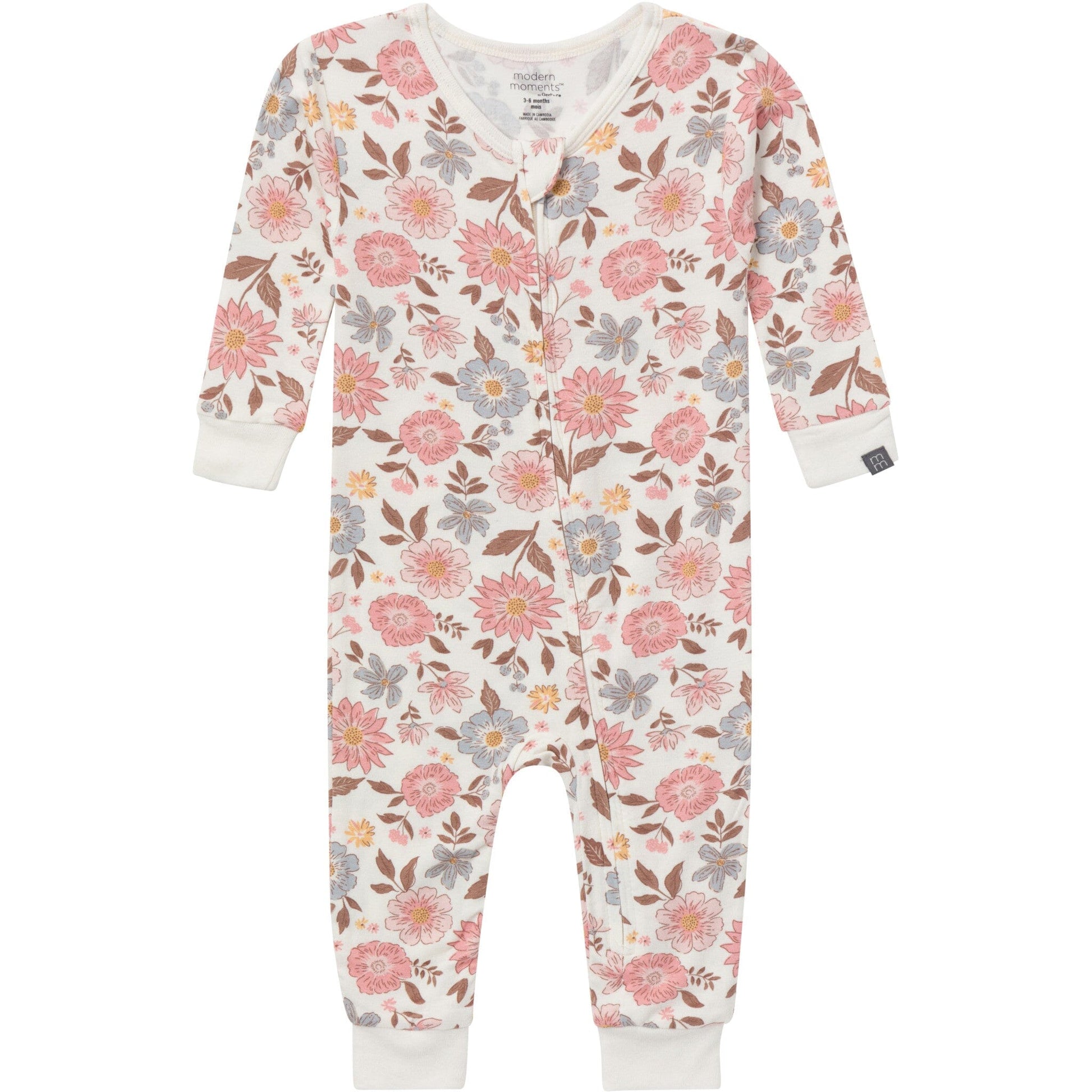 2-Pack Baby Girls Peach and Off-White Viscose Snug Fitting Footless Pajamas Sleepwear Gerber® 