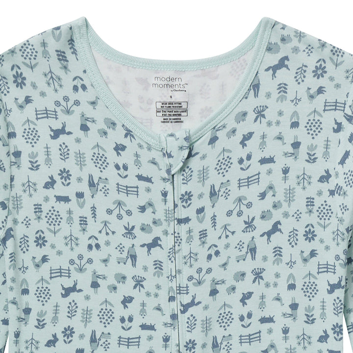 2-Pack Baby Neutral Blue Viscose Snug Fitting Footless Pajamas Sleepwear Gerber® 