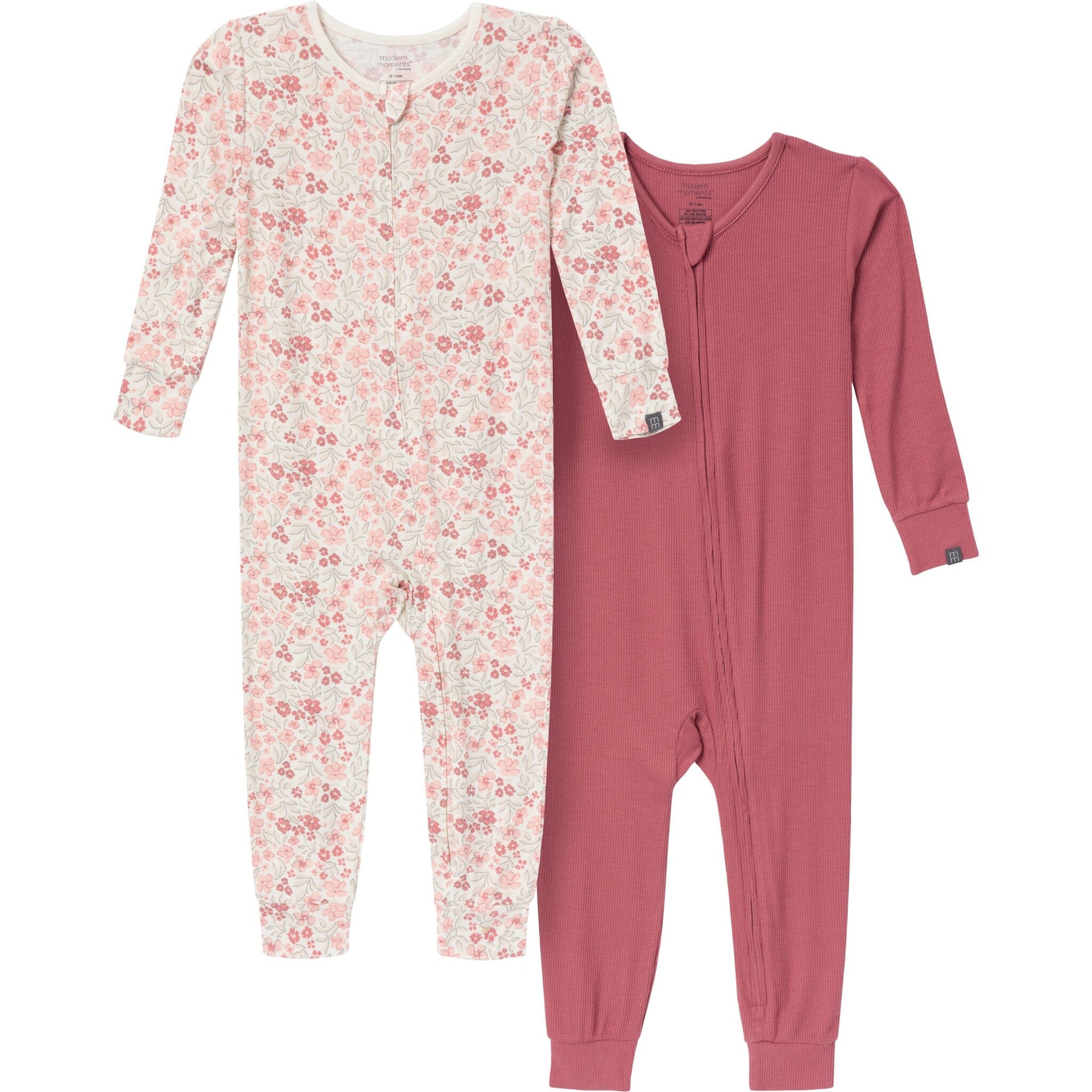 2-Pack Baby & Toddler Girls Ivory Floral Tight Fitting Footless Pajamas sleepwear Modern Moments™ by Gerber® 