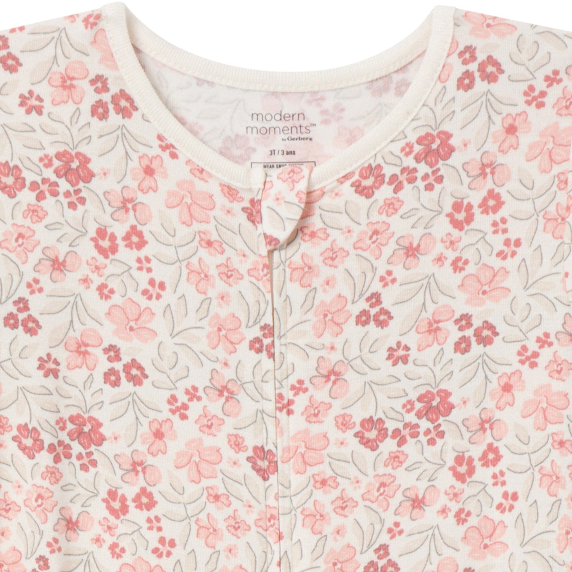 2-Pack Baby & Toddler Girls Ivory Floral Tight Fitting Footless Pajamas sleepwear Modern Moments™ by Gerber® 