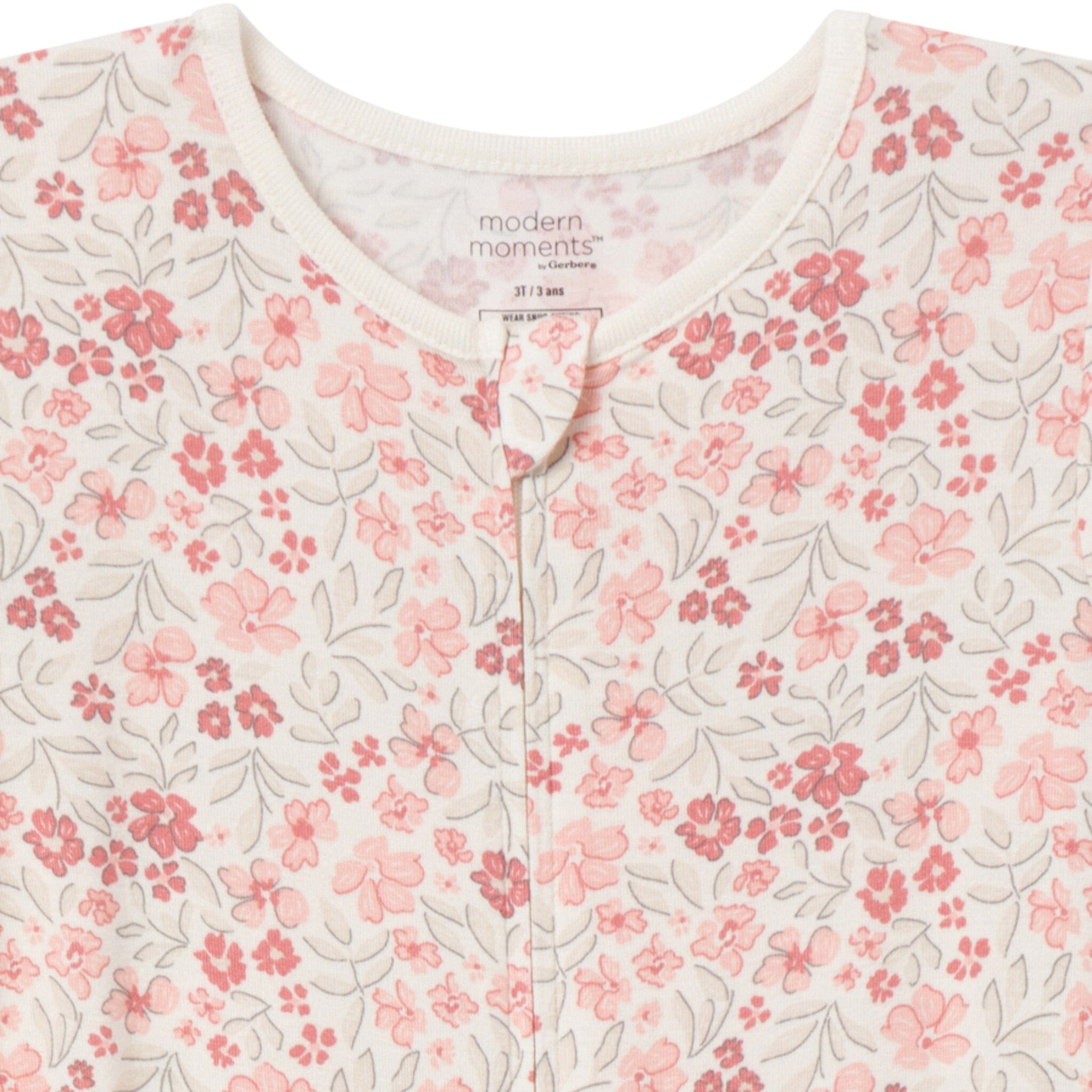 2-Pack Baby & Toddler Girls Ivory Floral Tight Fitting Footless Pajamas sleepwear Modern Moments™ by Gerber® 