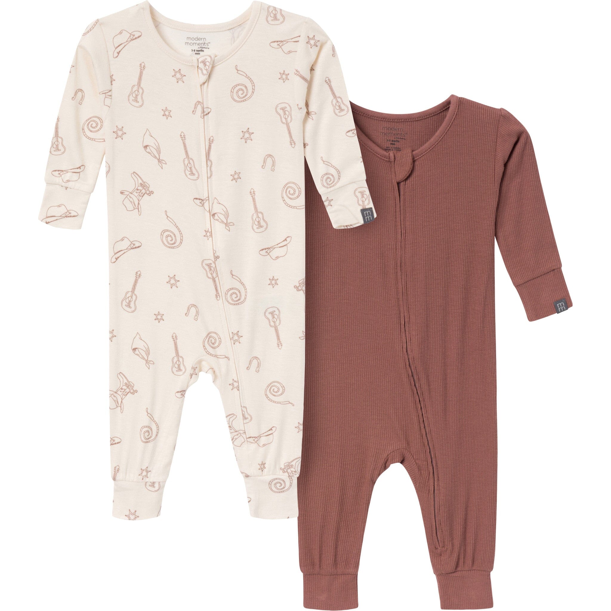 2-Pack Baby & Toddler Neutral Beige Cowboy Tight Fitting Footless Pajamas sleepwear Modern Moments™ by Gerber® 