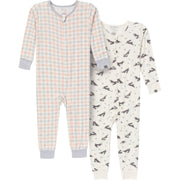 2-Pack Baby & Toddler Neutral Blue Plaid Tight Fitting Footless Pajamas sleepwear Modern Moments™ by Gerber® 