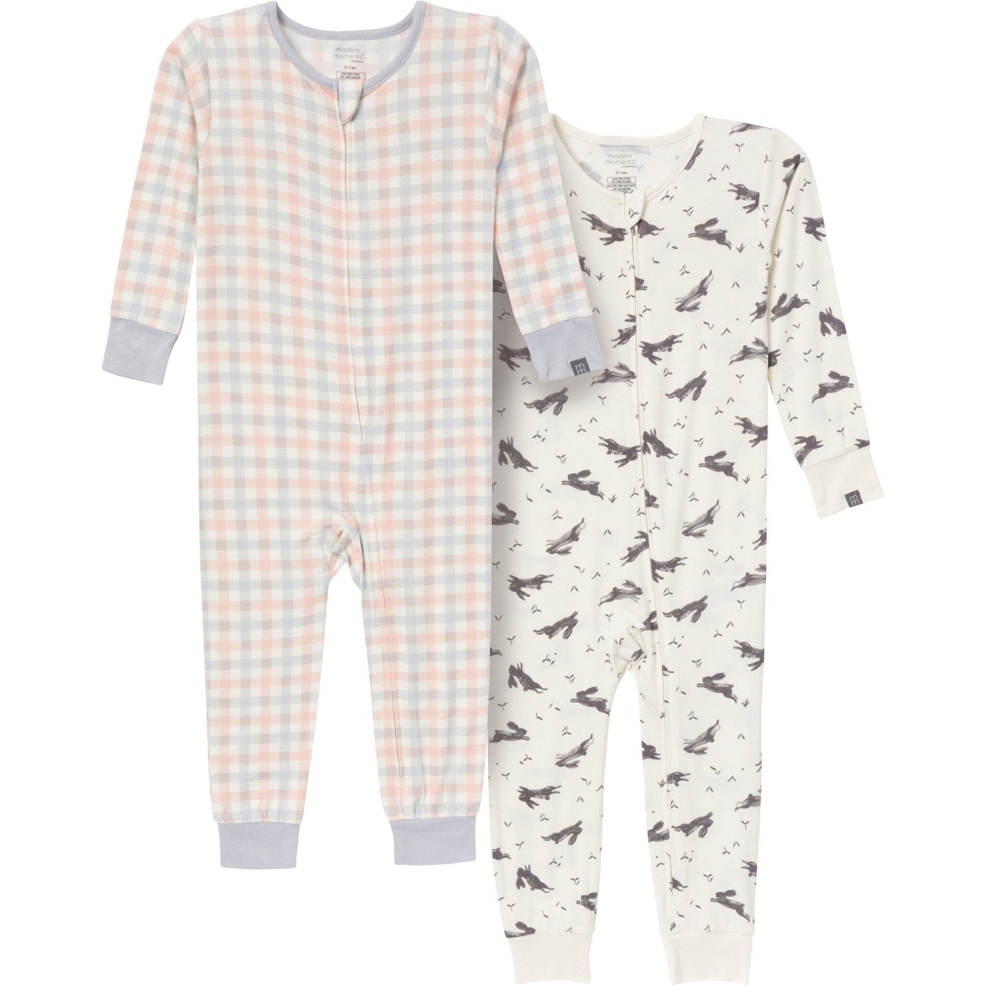 2-Pack Baby & Toddler Neutral Blue Plaid Tight Fitting Footless Pajamas sleepwear Modern Moments™ by Gerber® 
